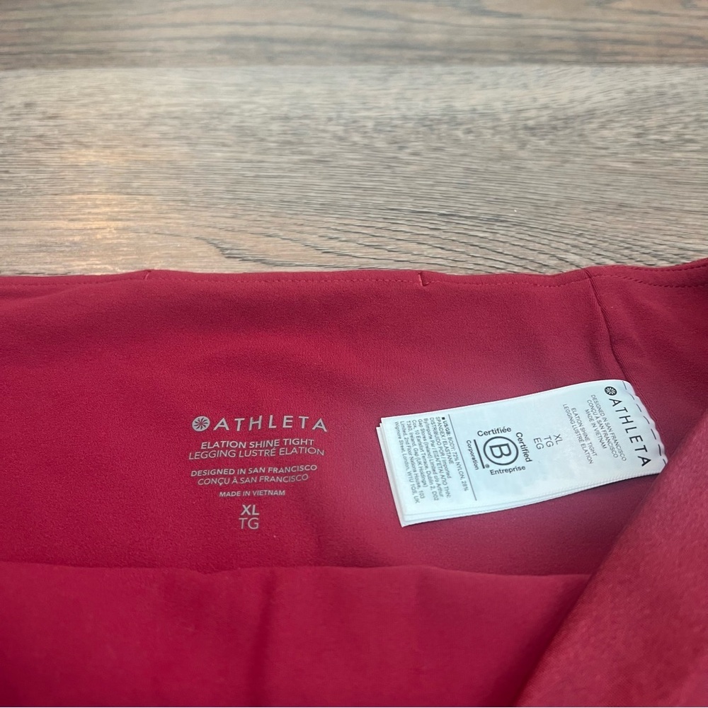NWT Athleta Elation Shine Tight Leggings XL Red High Rise Athletic Yoga Pants - Picture 5 of 9